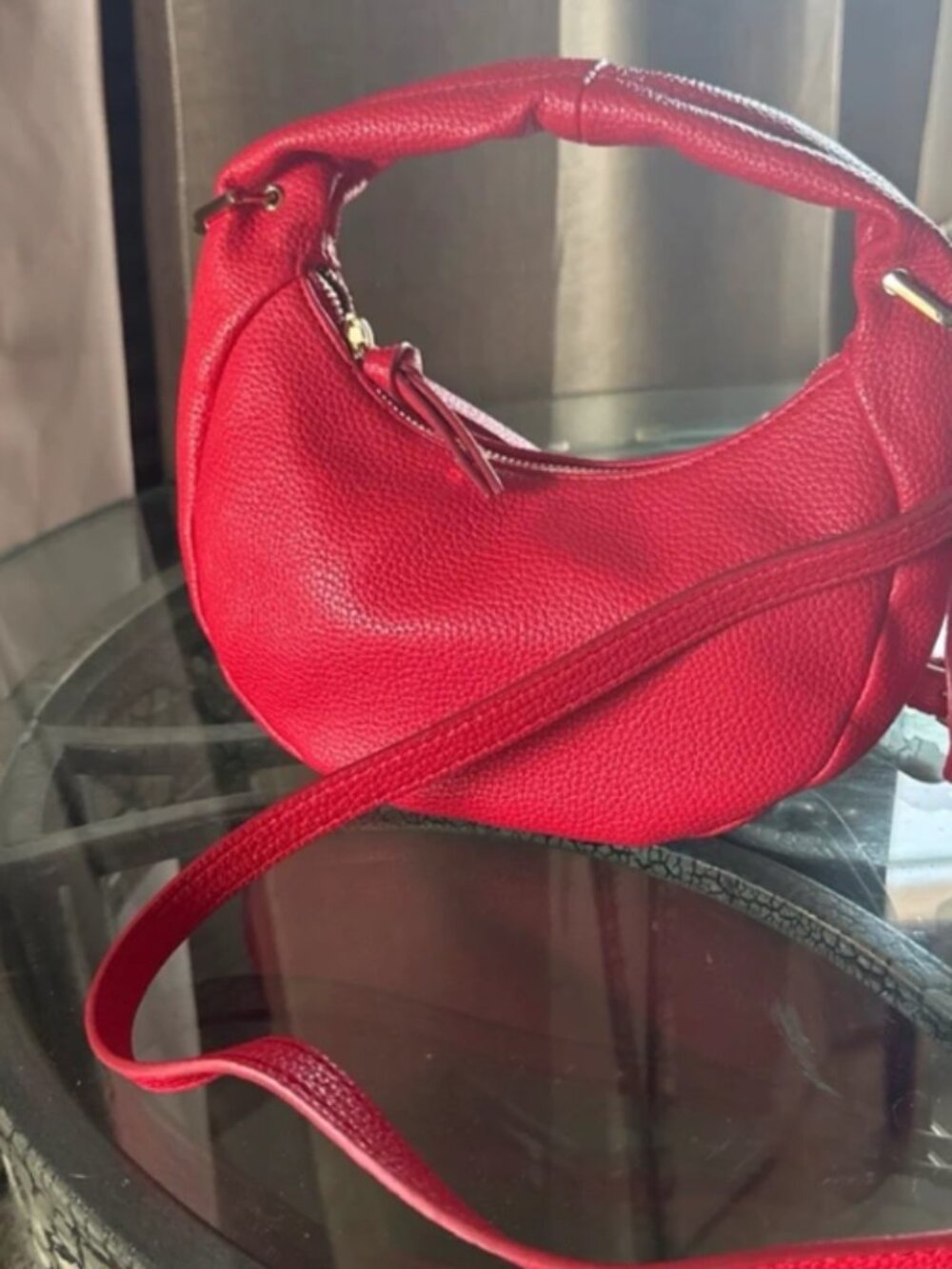 On 34th Red Bag Crescent Hobo Pebbled Bag New MSRP $69.50